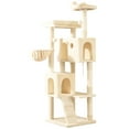 thumbnail image 3 of Amolife 64" Large Cat Tree and Tower with Stair, Condo House & Scratching Posts for Indoor Cats, Beige, 3 of 10