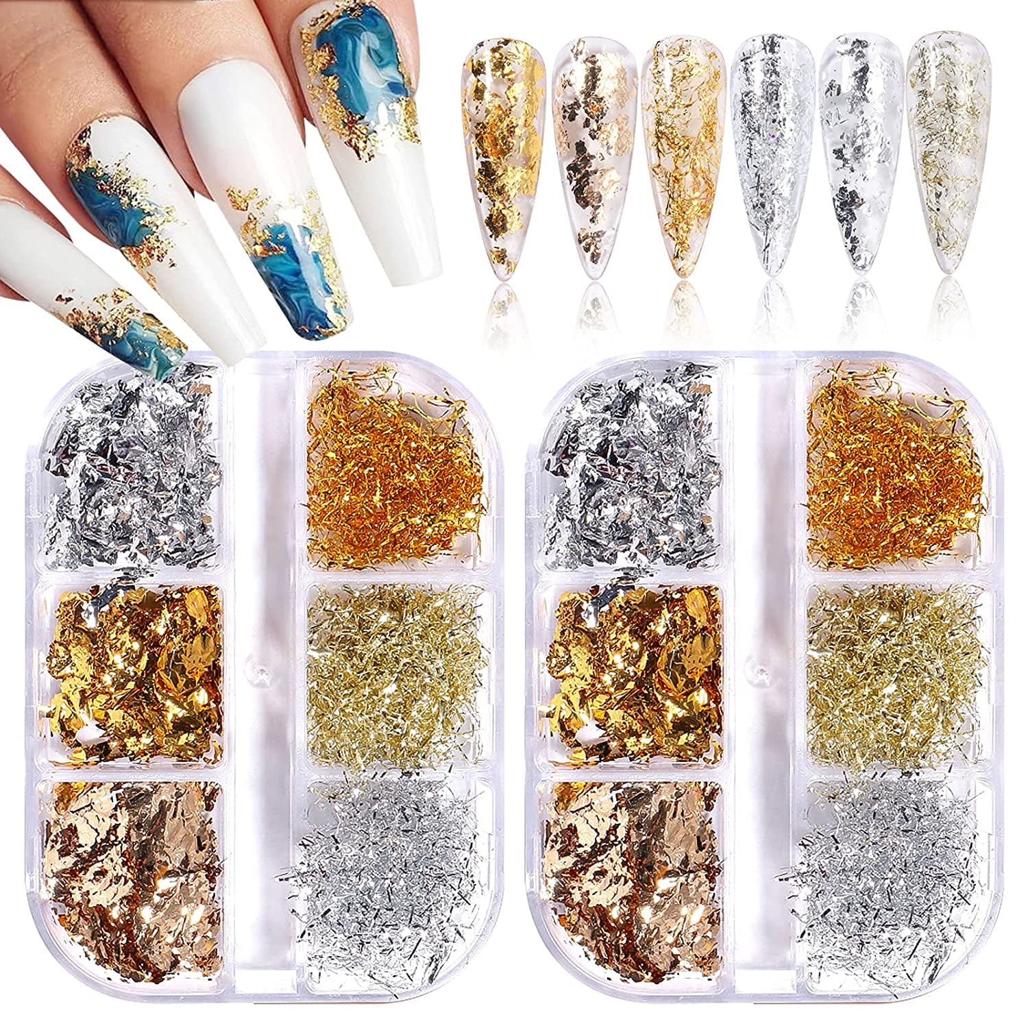 12 cases Gold Silver Foil Nail Art Design Supply – MakyNailSupply