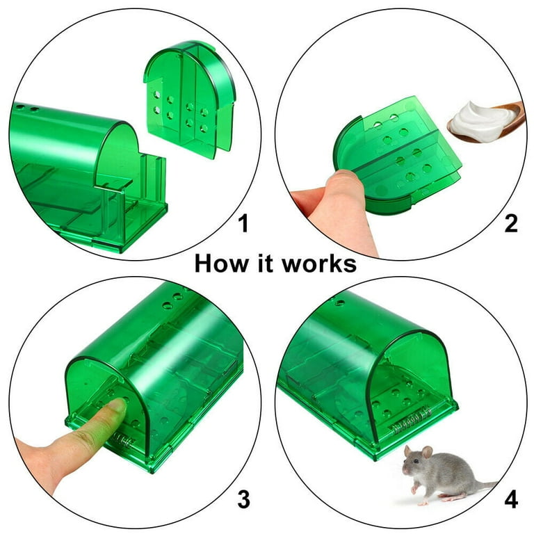Humane Mouse Trap - Live Traps for Indoor Use - Non-Kill and Pet Safe -  Reusable and Eco-Friendly - Catch and Release Mouse Trap - Green