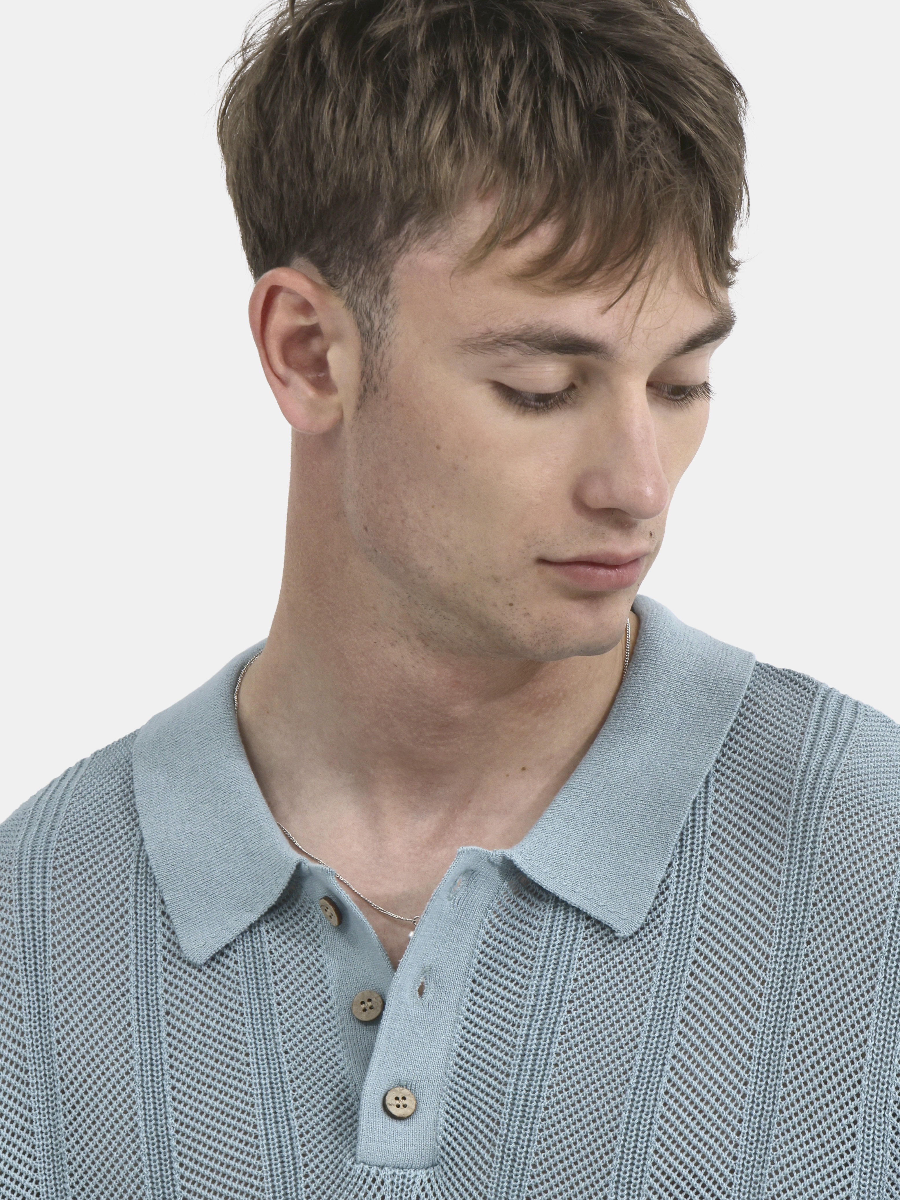 No Boundaries Drop Needle Stich Polo Sweater, Men's and Big Men's