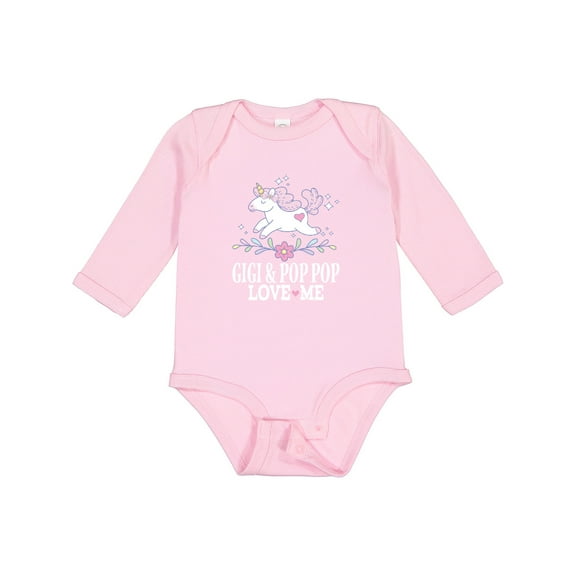 Inktastic Gigi and Pop Pop Unicorn Girls Long Sleeve Baby Bodysuit