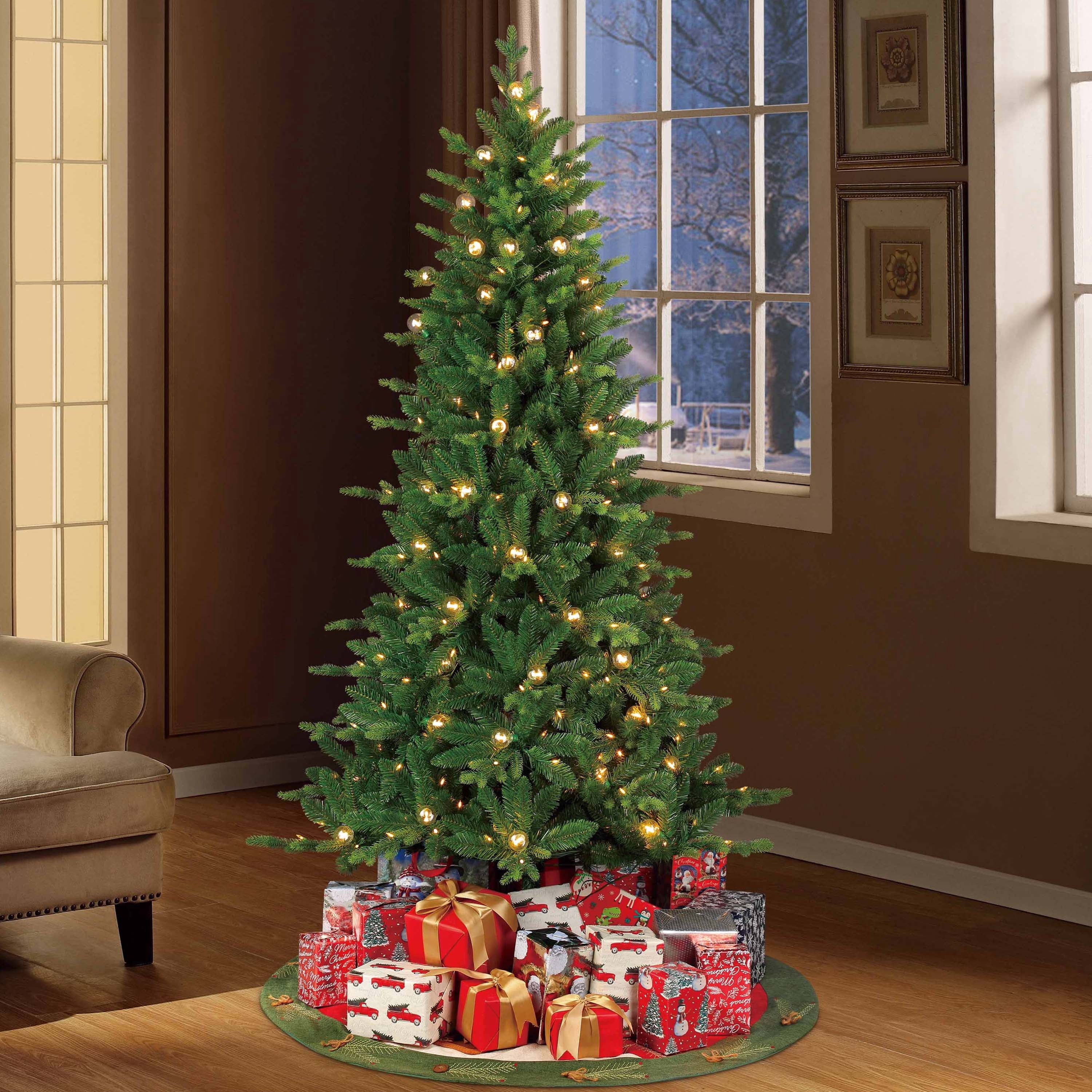 6.5' Pre-Lit Alder Green Artificial Christmas Tree with 325 Warm White LED Lights, 8 Functions, and Stand, by Holiday Time