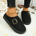 thumbnail image 3 of Dakaela Women's Slippers Platform Winter Snow Mini Boots Suede Fuzzy House Shoes Cute Fluffy Clogs, 3 of 8