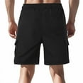 thumbnail image 4 of BXINGOHAI Men's Cargo Shorts with Elastic Waistband - Work Shorts with Pockets no Lined Stretch Outdoor Hiking Shorts Black,2XL, 4 of 6