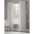 thumbnail image 5 of Beige Semi Sheer Curtains 96 Inch Length 2 Panels Set, Farmhouse Simple Abstract Striped Wooden Grain Sheer Kitchen Curtain Privacy Voile Window Curtain for Living Room Bedroom Rod Pocket Drapes, 5 of 7
