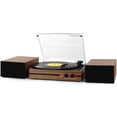 thumbnail image 1 of Reproductor de discos de vinilo con parlantes estéreo duales para estantería Tocadiscos Bluetooth con transmisión por correa vintage con parlantes externos, convertir vinilo a MP3, reproductores LP En, 1 of 5