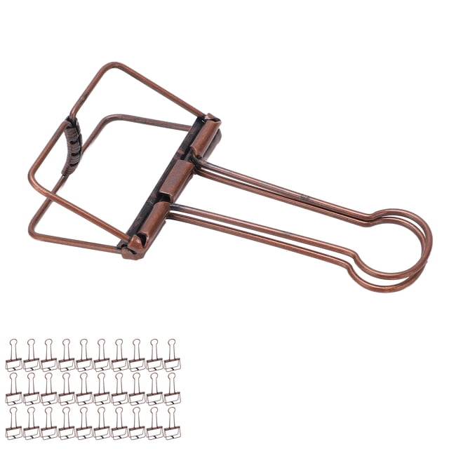 Paper Clamps, 30Pcs Wire Binder Clips Simple Style 2 Inch Strong Clamping For Tickets Black,Bronze,Purple Bronze