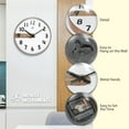 thumbnail image 6 of Infinity Instruments Stripe Plastic 12" Indoor Wall Clock with Woodgrain Stripe on Clock Face, Silent Movement, Woodgrain, 6 of 7