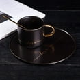 thumbnail image 7 of TJ Gobal Porcelain Coffee Mug, Tea Cup with Saucer and Golden Spoon with Gold Scripted Love and Trim for Espresso, Hot Chocolate, Cappuccino, and Latte, 8 Oz. Black, 7 of 7