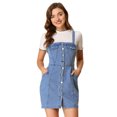 thumbnail image 1 of Falda con tirantes de mezclilla con tirantes ajustables y botones para mujer Azul claro XL, 1 of 6