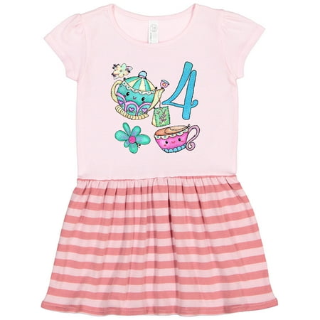 

Inktastic Cute Tea Party 4th Birthday Gift Toddler Girl Dress