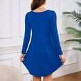 thumbnail image 5 of Robe T-Shirt à Poche, Robe Midi Ample à Manches Longues à Col Rond, Robe Facile pour Tous les Jours pour Femmes, Maternité, Voyage et Tenue de Fin de Semaine Bleu G, 5 of 5