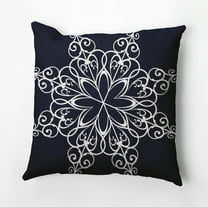 16" x 16" Simply Daisy Snowflake Polyester Indoor/Outdoor Pillow, Navy (1 Count)