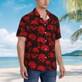 thumbnail image 3 of Balery Red Skulls Camisas hawaianas de manga corta para hombre, camisas playeras de corte holgado, camisas de vacaciones con botones,Large, 3 of 7