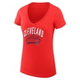 thumbnail image 2 of Women's G-III 4Her by Carl Banks  Red Cleveland Guardians Filigree Team V-Neck Fitted T-Shirt, 2 of 3