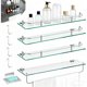 thumbnail image 1 of Repisas para Baño de 5 Piezas, Esquinero de Baño, Estante de Baño de Cristal de Acero Inoxidable, Organizador para Regadera, con 1 Jabonera y 4 Ganchos, Adecuado para Baño, Cocina, Salón, 1 of 4