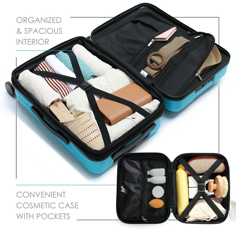 Storagebud 20 inch Hardside Carry-On Expandable Luggage, Front Pocket Luggage Set Spinner Suitcase Set, Teal, Size: Large, Blue