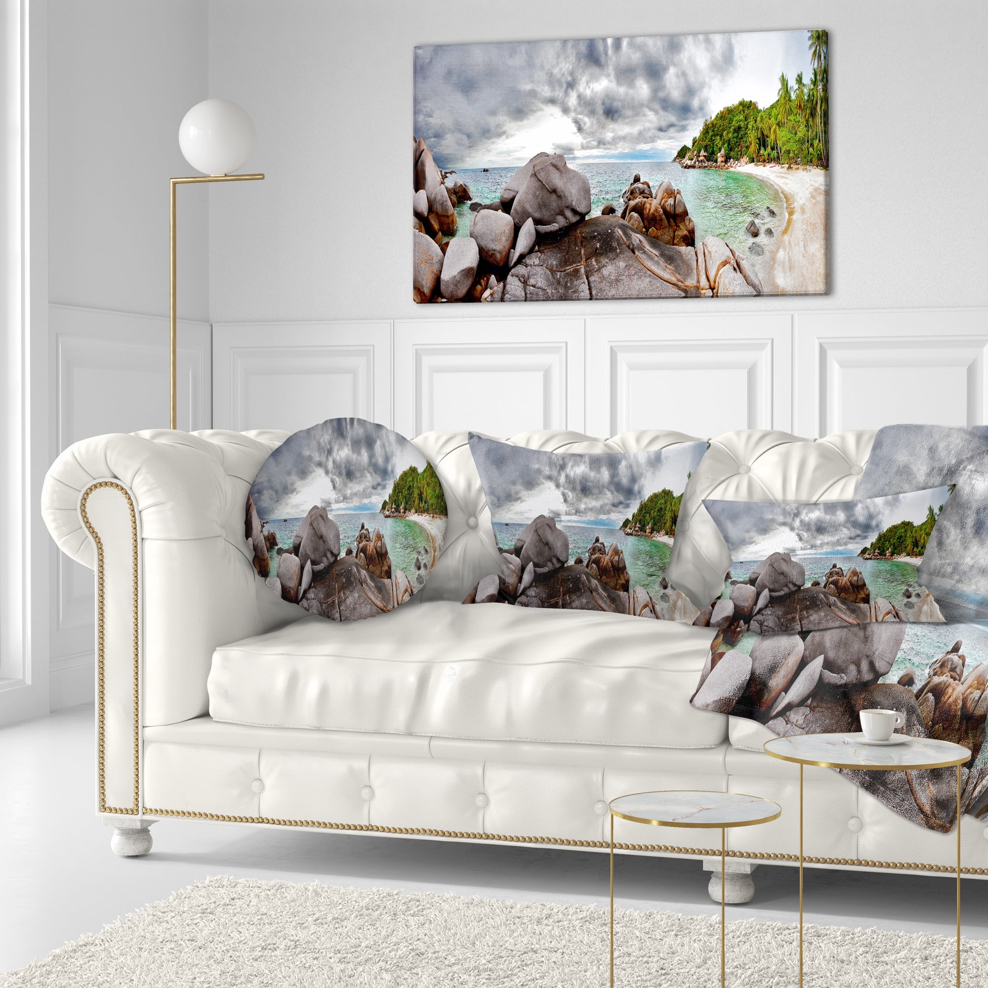 Designart 12" x 20" Blue Polyester Throw Pillow