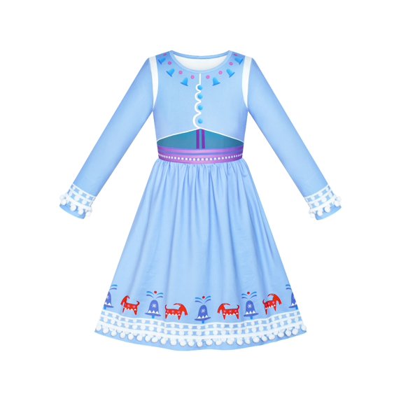 Princess Dress Costume Ice Blue Snow Queen Cosplay 5 Years