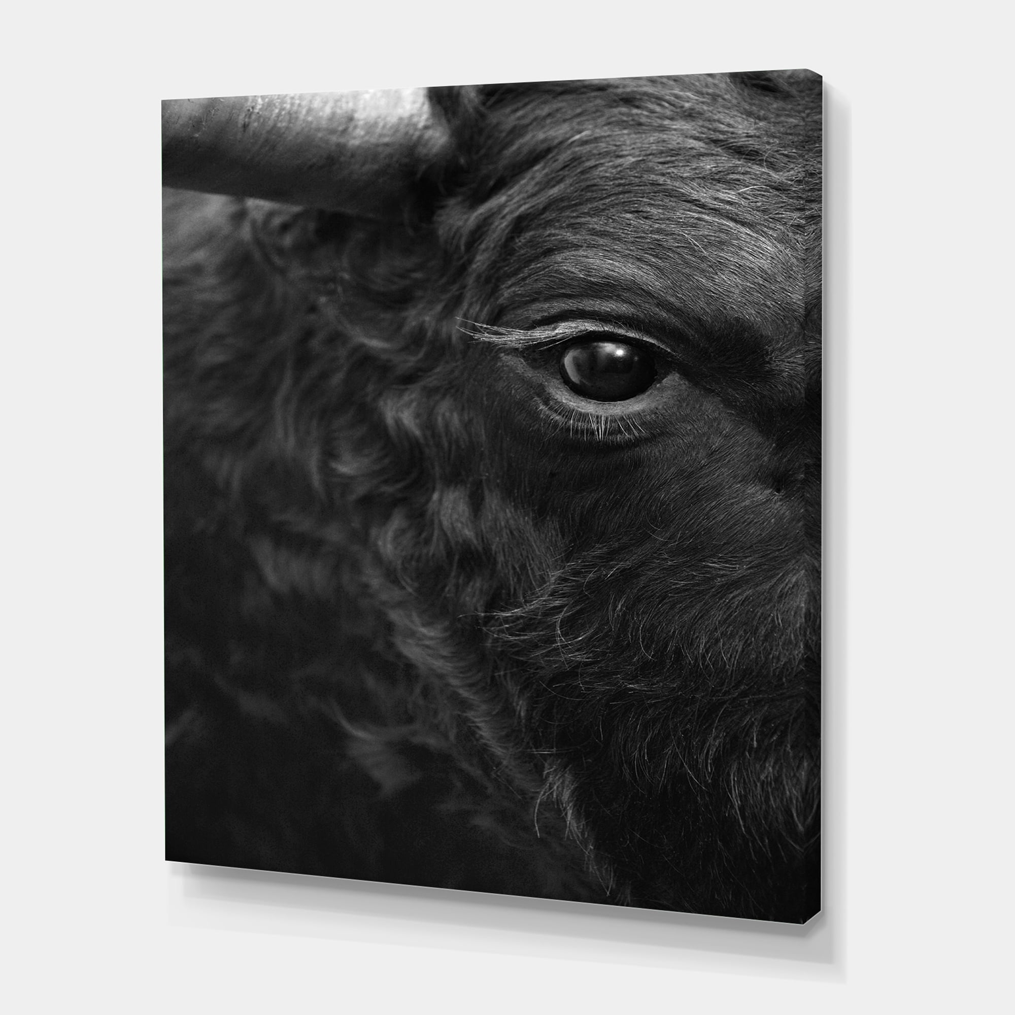Designart ' Close Up Of Eye Of A Bull ' Farmhouse Canvas Wall Art Print