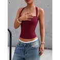thumbnail image 5 of Women'S Square Neck Going Out Crop Tops Double Lined Cute Basic Tank Tops 2026 Clothes Wine Red XL, 5 of 8