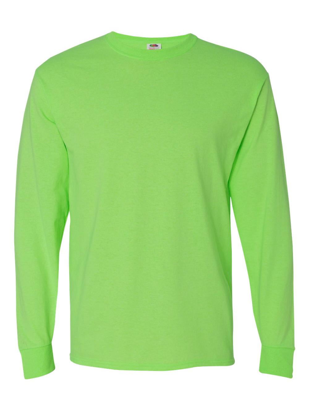 Red Blood Blue Collar Long Sleeve - Safety Green - Patriotic Apparel