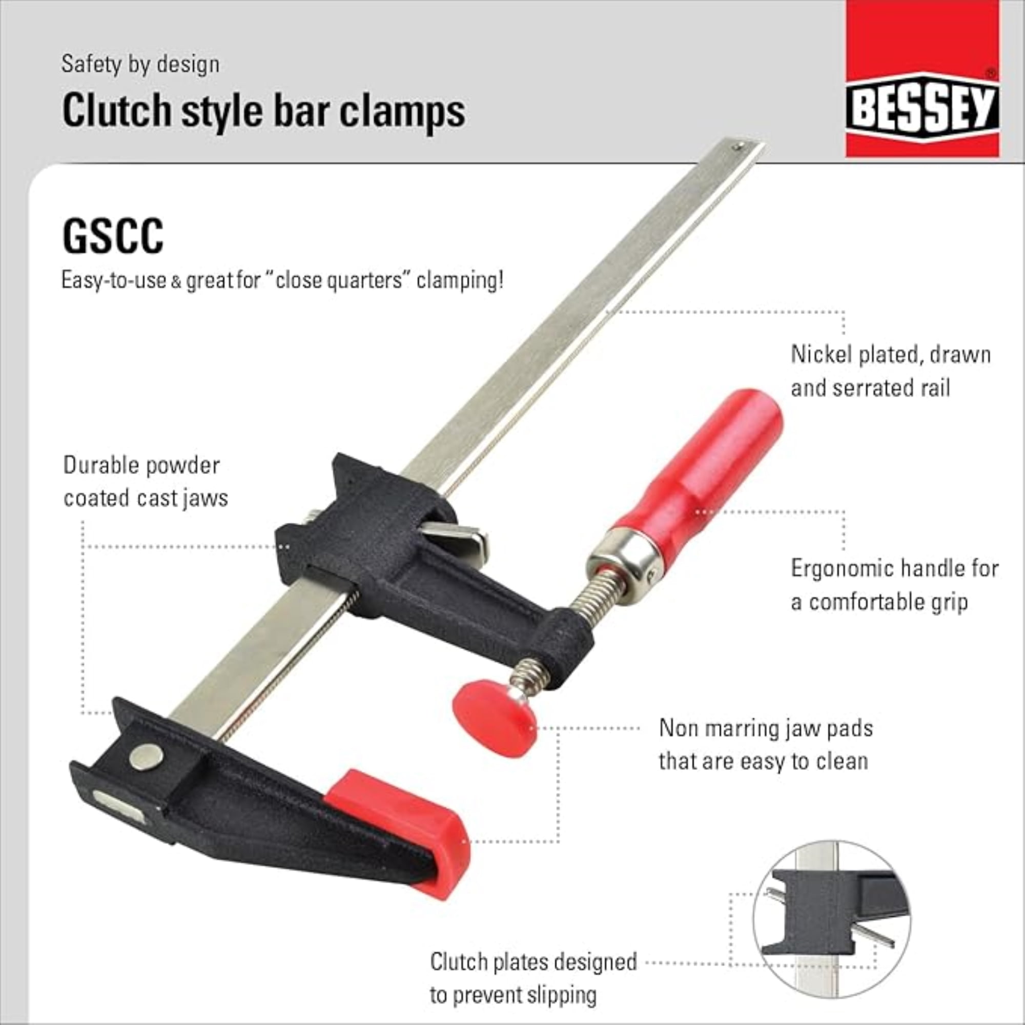 BESSEY TOOLS INC GSCC2.512 12" Clutch Bar Clamp