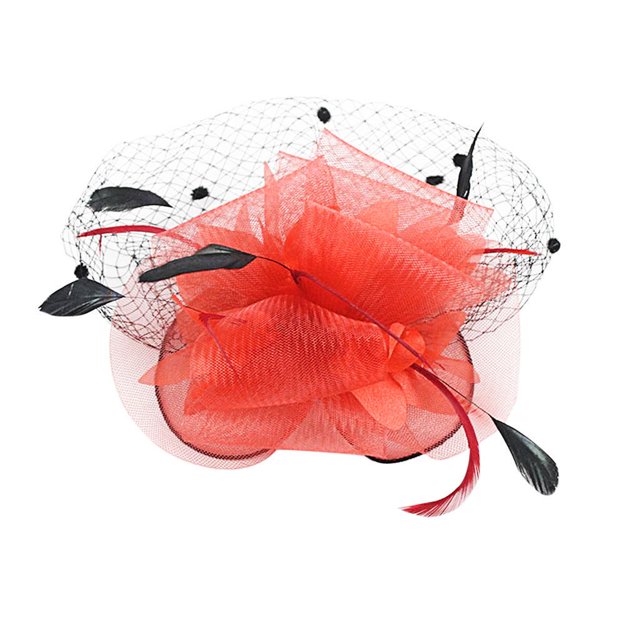 Tocado de Plumas Perfecl Diseño de Flores Accesorios para El Cabello Rojo 20 x 20 x 5 cm