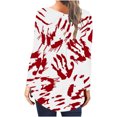 thumbnail image 4 of Camiseta informal para mujer, blusa estampada de manga larga con cuello redondo y fruncido Fridja  fjkfkj2118, 4 of 6