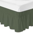 thumbnail image 2 of Olive Green Bed Skirt King Size 16 Inch Drop, Deep Green Color Solid Background Autumnal Rustic Farmhouse Adjustable Elastic Dust Ruffles Bedskirt for King Bed Wrap Around Pleated Mattress Cover, 2 of 9