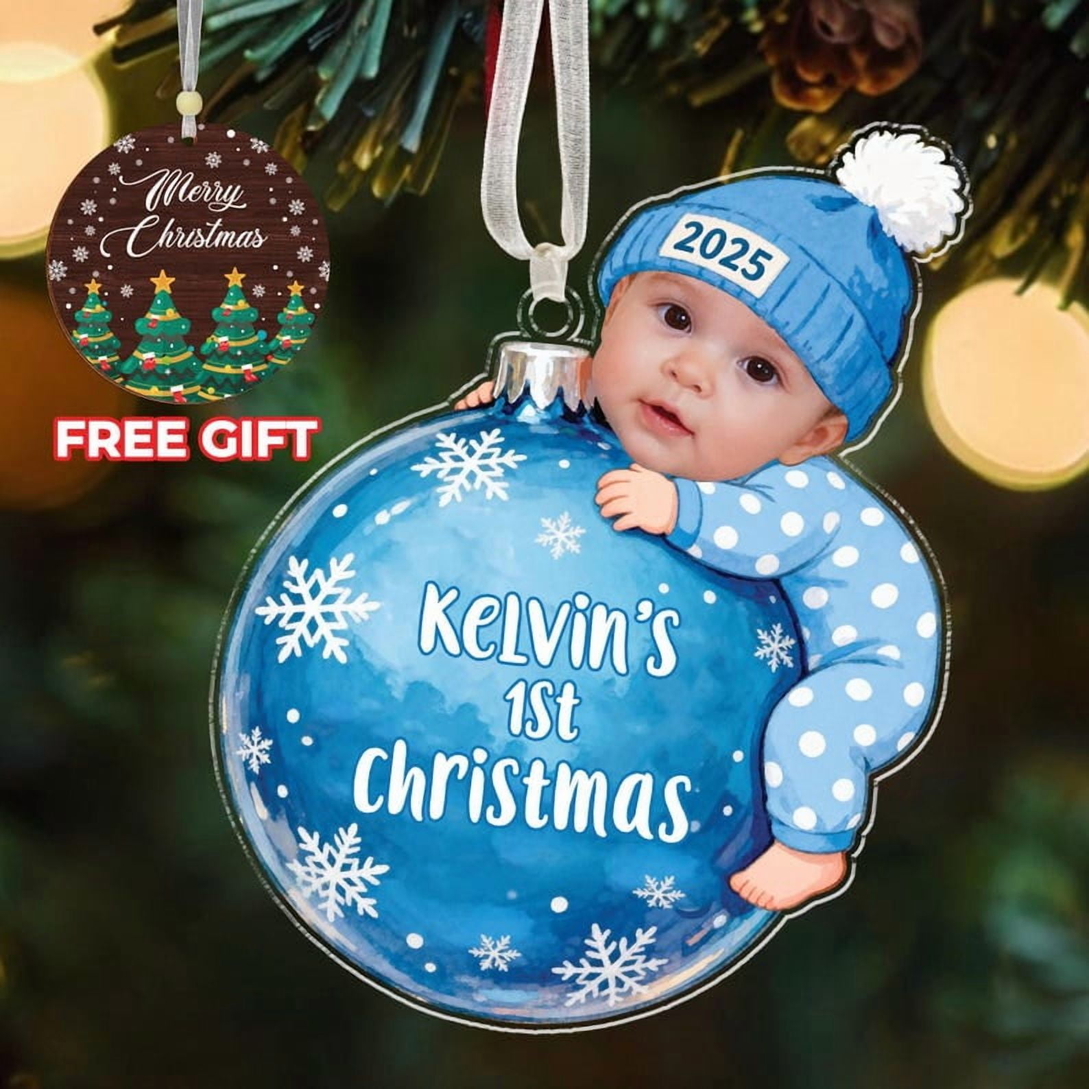 Personalized Baby's First Christmas Ornament – Baby 1st Christmas Keepsake, Custom Baby Name Newborn Gift, Baby Shower & Xmas Gift for Kids