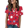 thumbnail image 2 of HEILAU American Flag Graphic T Shirts for Women 4th of July Tees V Neck 2025 Button Short Sleeve Independence Summer Shirt Patriotic Tops, 2 of 8
