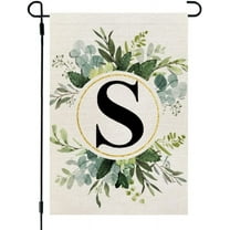 Crowned Beauty Monogram Letter S Garden Flag Floral 12x18 Inch Double Sided for Outside Small Burlap Family Last Name Initial Yard Flag CF781-12