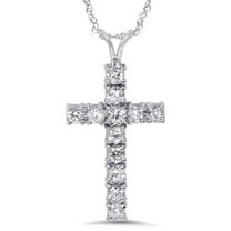 Pompeii 1 1/2 cttw White Gold Real Diamond Cross Pendant 14K 1 1/4" Tall (G/H,I1)