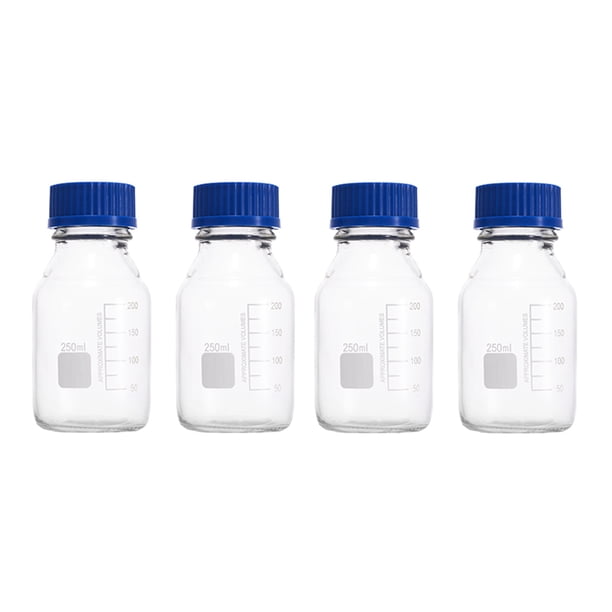 EeaseMX 4 viales de vidrio transparente de 250 ml, prácticos, para muestras con tapa (estilo aleatorio)