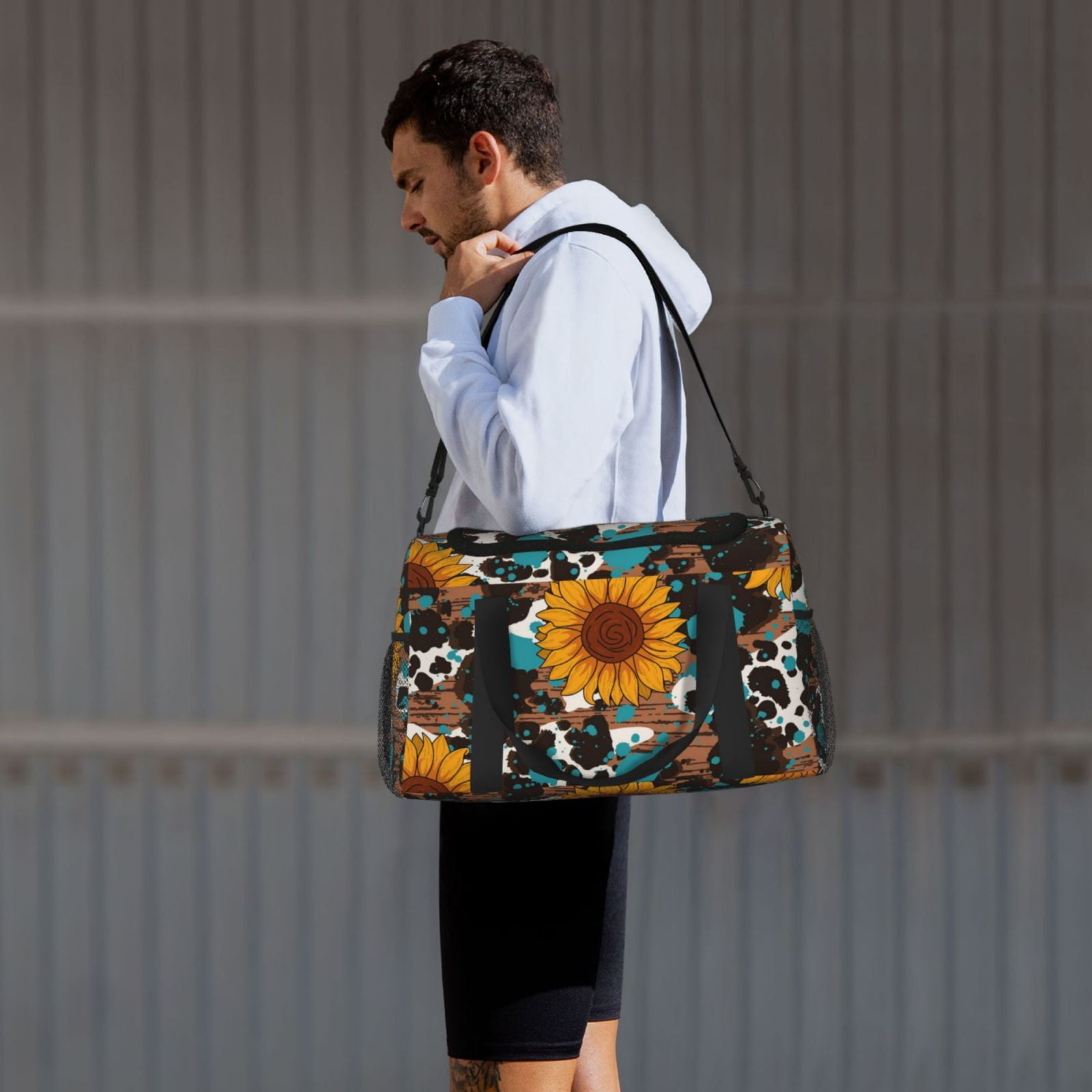 Fuzoiu Vintage Sunflowes Print Travel Duffle Bag,Carry On Tote Bags,Duffel Bag,Sport Gym Bag, Hospital Bag for Labor and Delivery, Overnight Bag,Luggage Bag