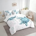 thumbnail image 3 of Feelyou Cartoon Sea Turtle Bedding Comforter Set 7pcs for Kids, Kawaii Ocean Animal Queen Bedding Sets, Marine Sealife Theme Reversible Queen Sheet Sets, Super Cozy Room Decor, 3 of 7
