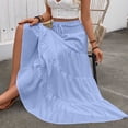 thumbnail image 4 of ClodeEU Women's High Waisted Elastic Waist Boho Maxi Skirt with Pleated Flared Hem ,Casual Long Skirt Light Blue,Womens Plus M, 4 of 8