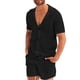 thumbnail image 1 of Conjuntos de dos piezas Cagnkofi para hombre, chándales de verano, suéter informal de manga corta con botones, camisas y pantalones cortos, traje para vacaciones en la playa., 1 of 4