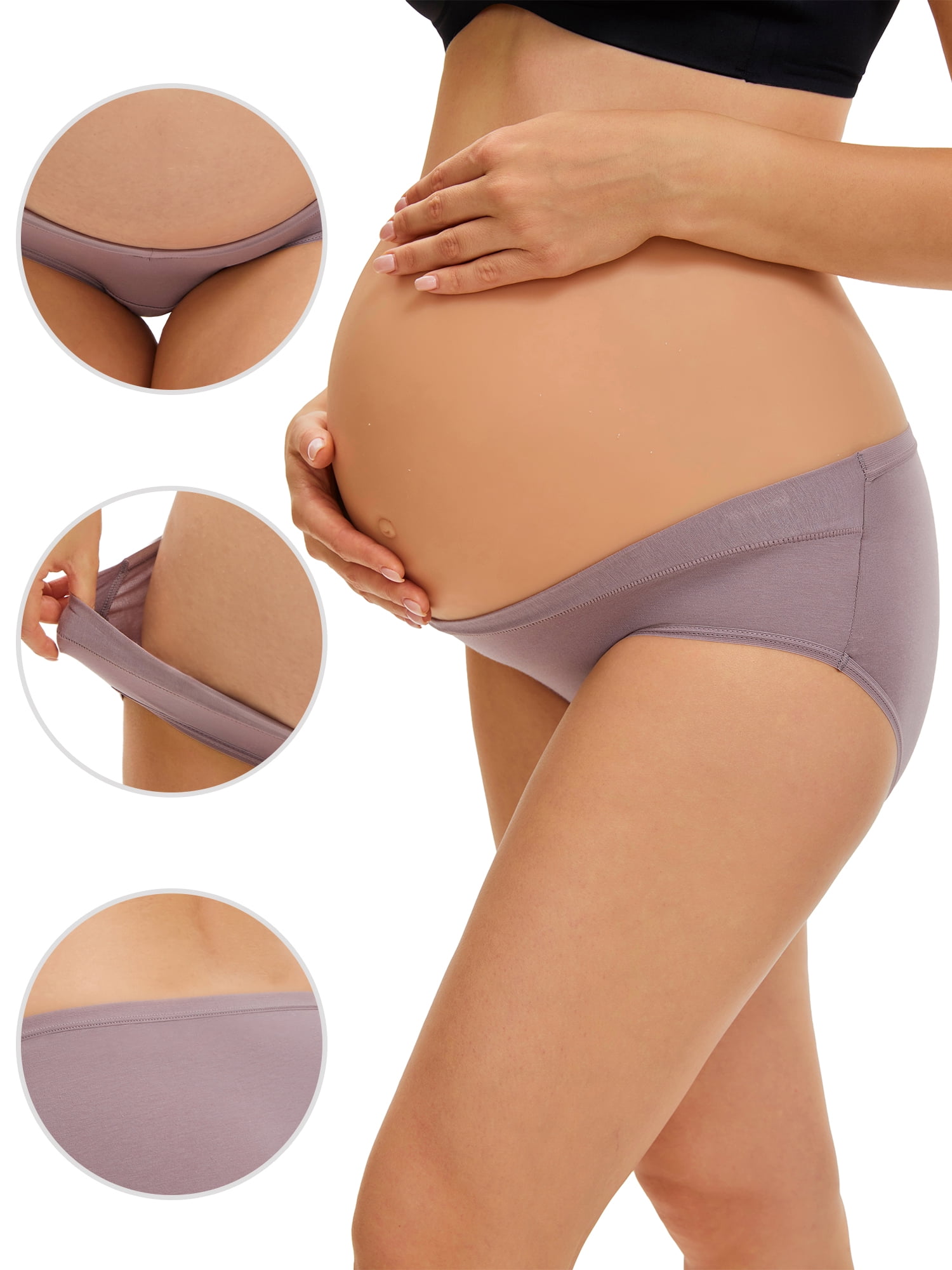 DARING DIVA Women's Maternity Underwear Low Rise Pregnancy Briefs Bump Support S Purple