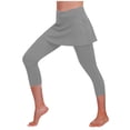 thumbnail image 2 of Feancey Yoga Skirted Leggings for Women Crossover Elastic Waist Capri Leggings with Skirts Tummy Control Workout Skorts Comfy Dance Legging Gray XXL, 2 of 7