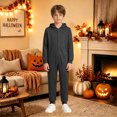 thumbnail image 2 of WAYUTE Girl's Halloween Long Sleeve Zip Up Hooded Jumpsuits Solid Color Soft Breathable Straight Leg Romper for Toddler Kids Festival Party,Grey,Size 5 Y-6 Y, 2 of 7