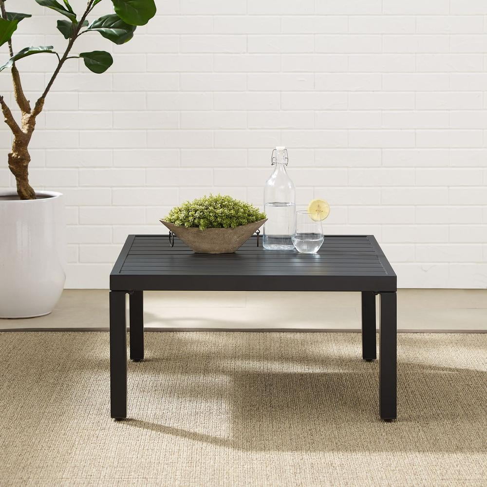Crosley Furniture Piermont Modern Metal Outdoor Sectional Coffee Table in Black