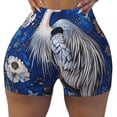 thumbnail image 2 of Goofa Blue Heron Floral Garden Printed Workout Shorts Women Seamless Scrunch Butt Lifting High Waisted Gym Booty Shorts Elastic Workout Shorts-X-Large, 2 of 8