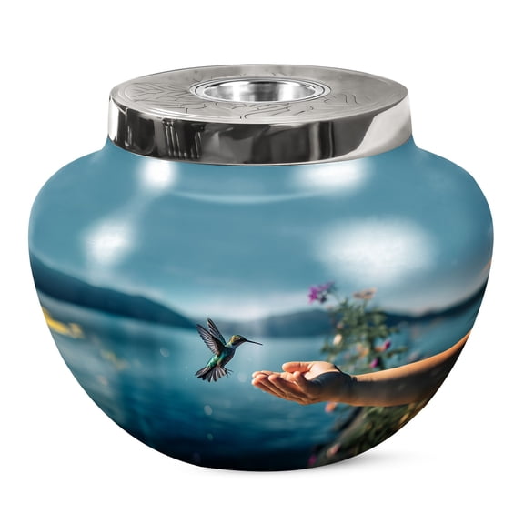 KARYLIZ Humming Bird Urn For Human Ashes - Large Urns For Ashes Adult Male - Memorial Cremation Urns For Women - Decorative Unique Gifts For Ashes - Burial Urns - Urn For Ashes For Men 10 Inch