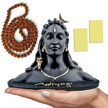 3 Inch Adiyogi Statue with Rudraksh Mala/Resin Car Dashboard Idols/Lord Shiva for Pooja/Shivratri Gift/Decor/Shiv Murti/Mahadev Statues/Decorative Items for Home/Office(Black)