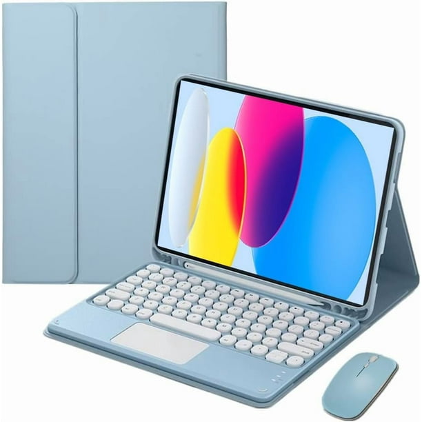 Funda con teclado táctil para iPad (A16) de 11.ª generación de 11 pulgadas (2025) y iPad de 10.ª generación de 10,9 pulgadas (2022), con ratón - Teclado Bluetooth táctil magnéticamente desmontable
