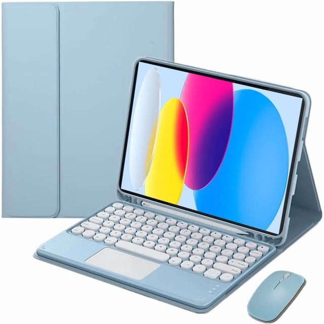 Funda con teclado táctil para iPad (A16) de 11.ª generación de 11 pulgadas (2025) y iPad de 10.ª generación de 10,9 pulgadas (2022), con ratón - Teclado Bluetooth táctil magnéticamente desmontable