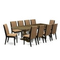 thumbnail image 4 of East West Furniture 11-Piece Dinner Table Set Consists of a Wooden Dining Table and 10 Light Sable Linen Fabric Dining Chairs with High Back - Distressed Jacobean Finish, 4 of 4