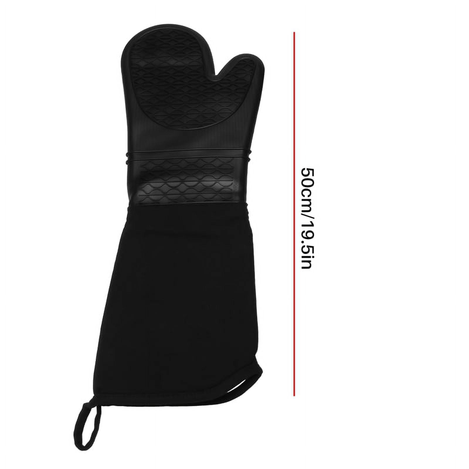 Extra Long Silicone Oven Mitts Heavy Duty Commercial Grade Oven Mitts Heat Bbq Gloves with Quilted Cotton Lining 2 Pack